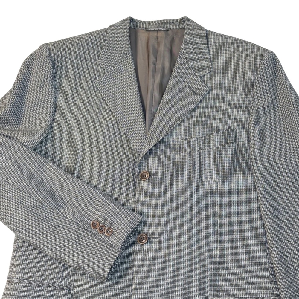 Canali blazer Mens 40R Gray Blue Wool Micro Check 3 Button Blazer